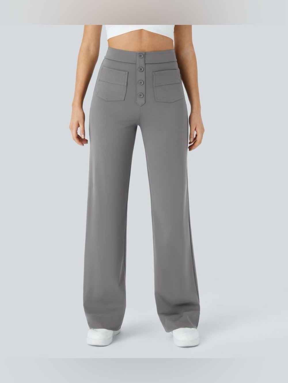 HALARA High-Waist Wide-Leg Pants in Gray